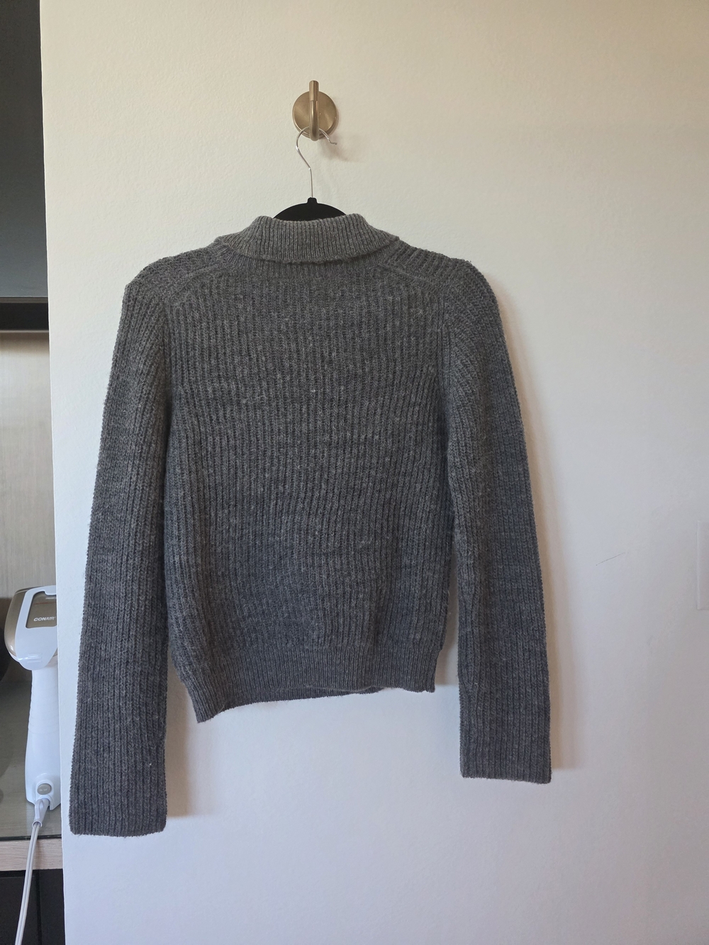 rag & bone Gray Ribbed Collar Crewneck Sweater - Picture 2 of 3